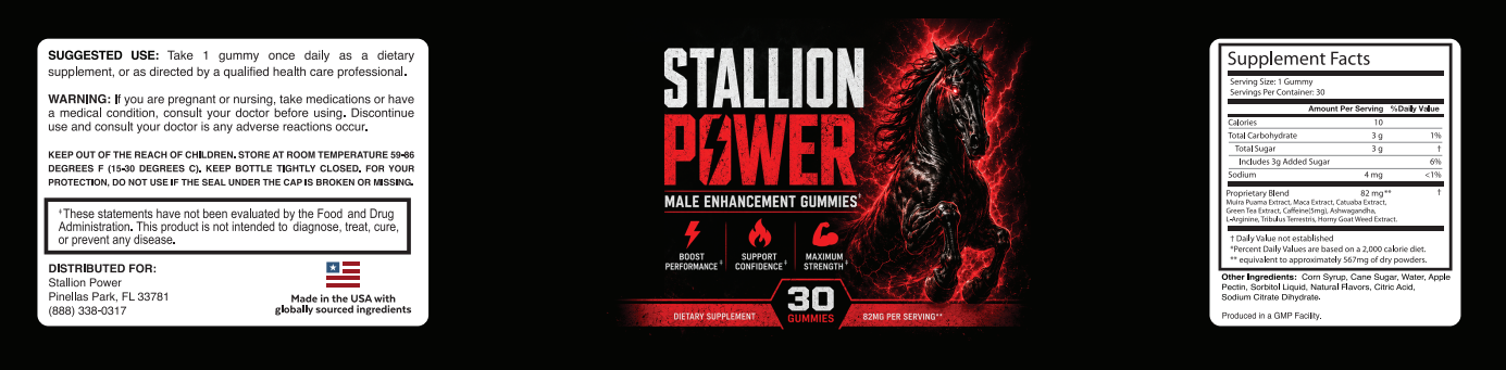 Stallion Power supplement facts label
